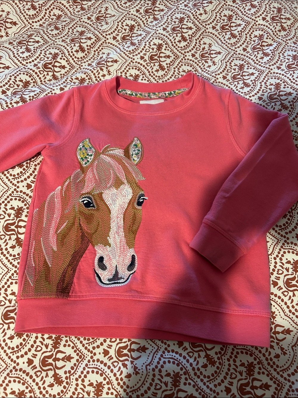 Mini Boden Pink Horse Applique Sweatshirt